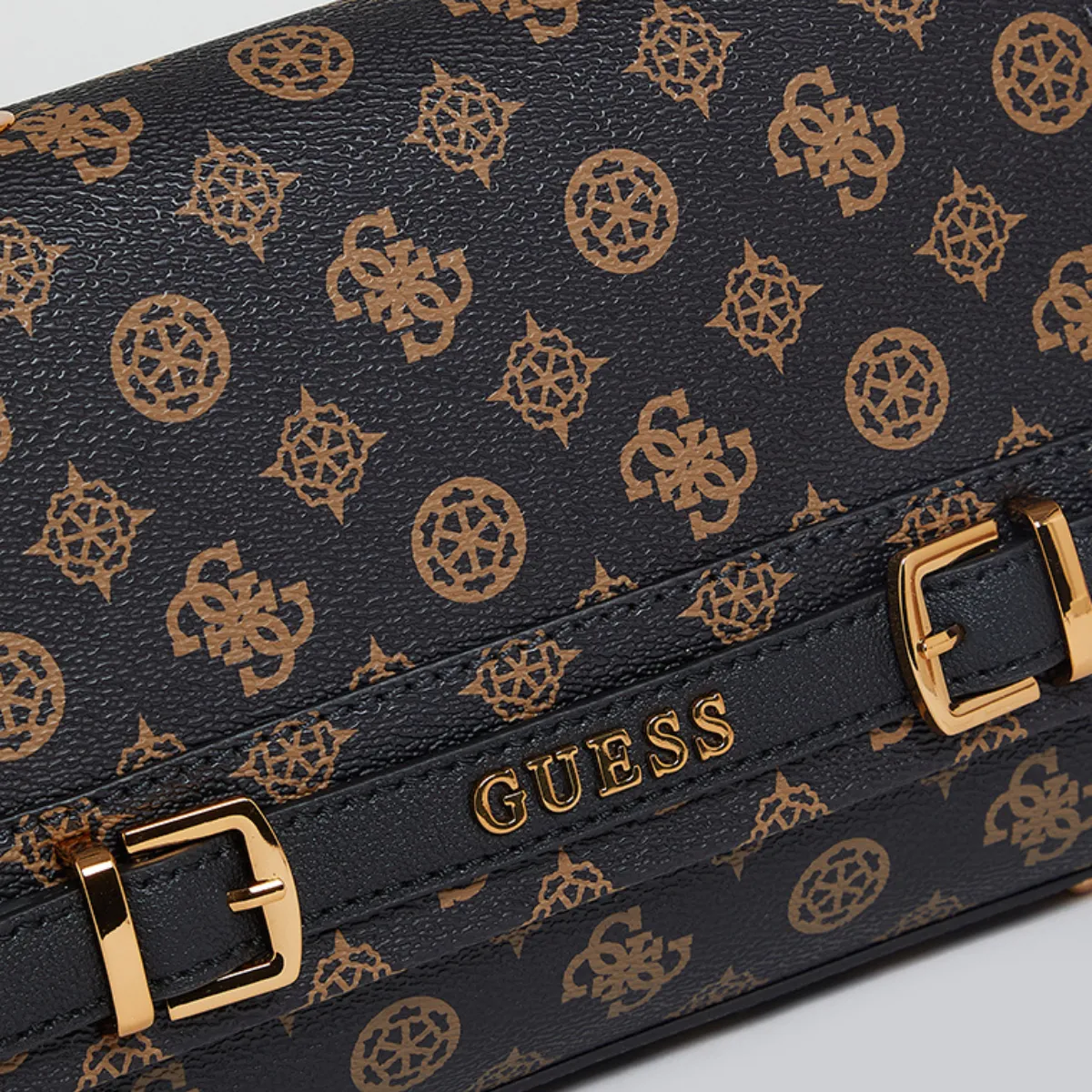 GUESS SESTRI Monogram Convertible Crossbody Bag - BRN