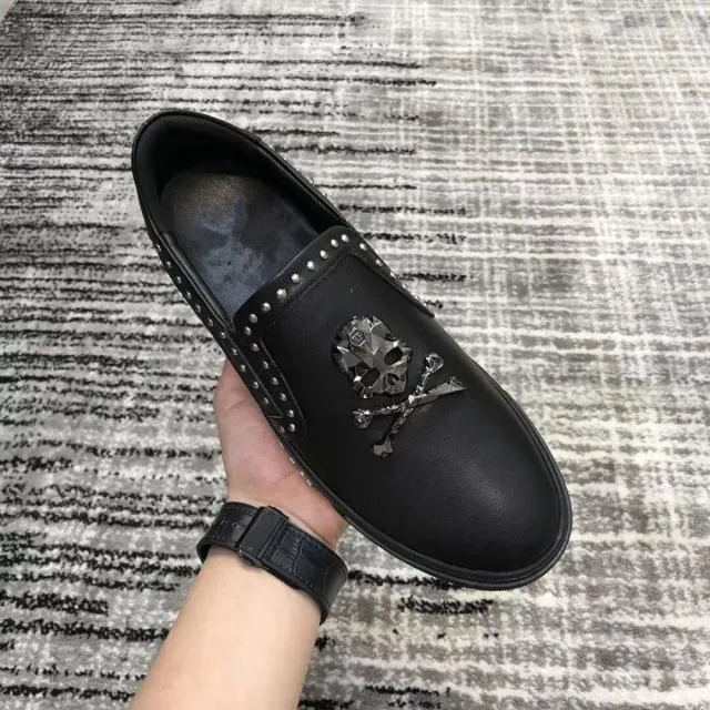 Handmade Black Rhinestone Skull Men's Leather Loafers Wedding Party Men Shoes Luxury White Noble Elegant Dress Shoes for Men