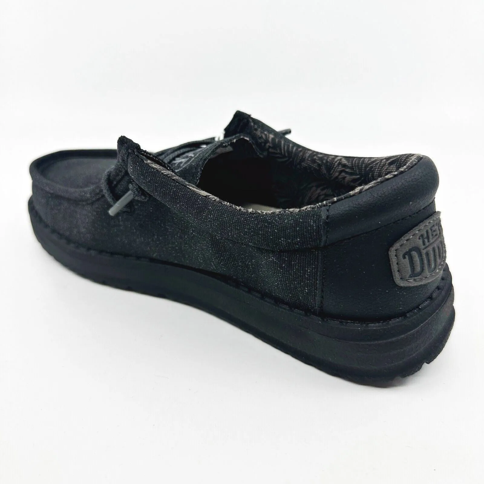 Hey Dude Wally Youth Basic Black Kids Comfort Slip On Shoes