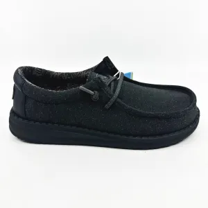 Hey Dude Wally Youth Basic Black Kids Comfort Slip On Shoes