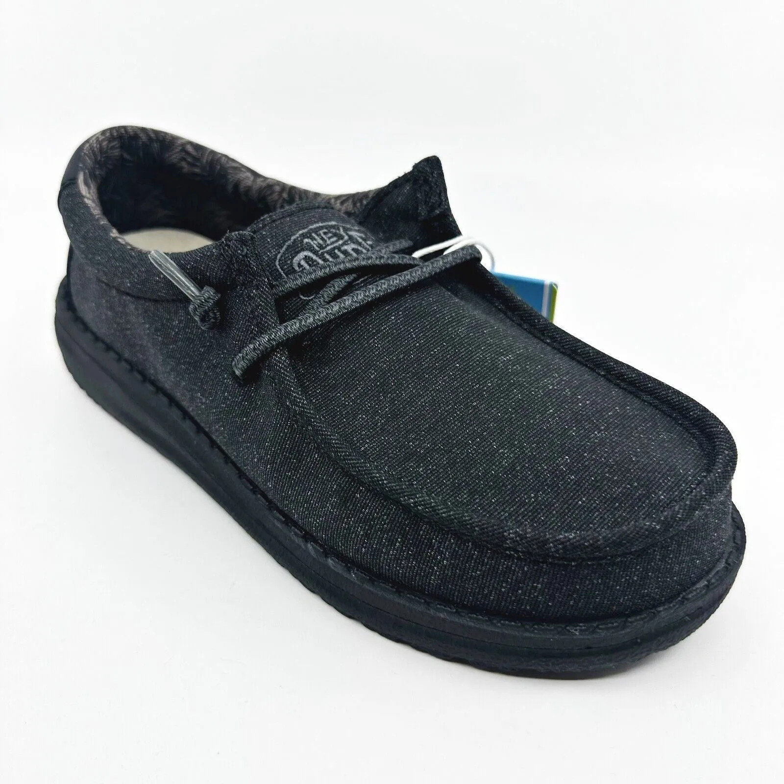 Hey Dude Wally Youth Basic Black Kids Comfort Slip On Shoes