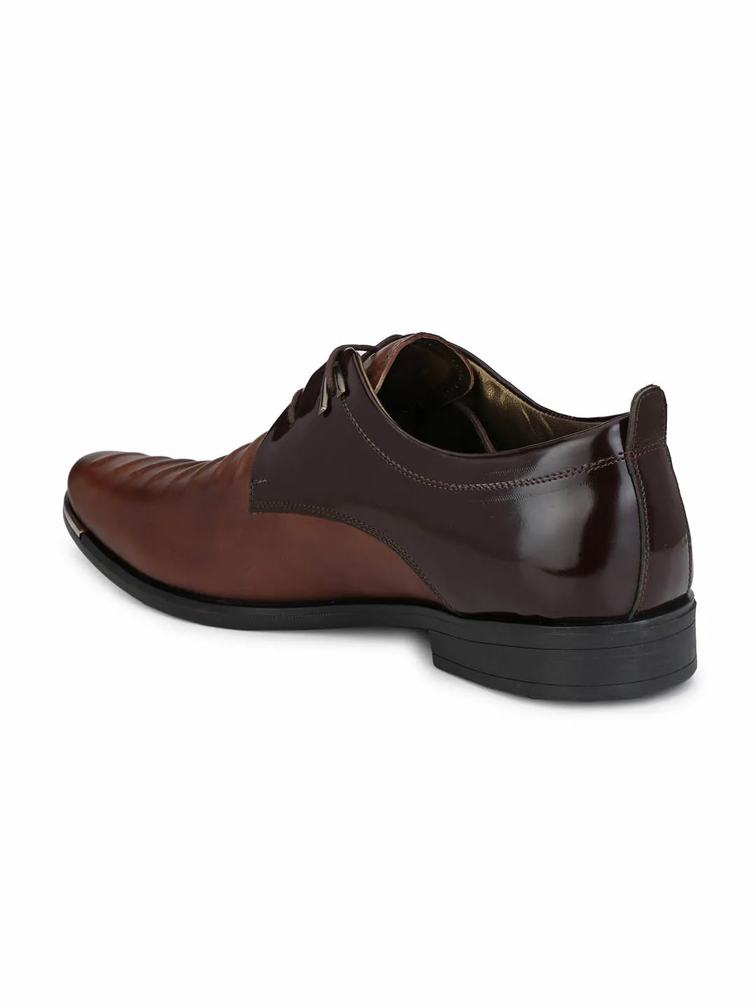 Hitz Men's Brown Leather Lace-up Semi-Formal Shoes