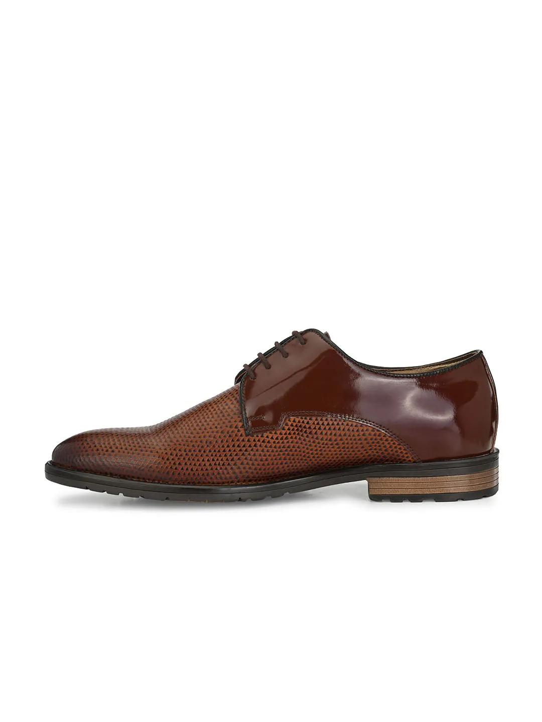 HITZ1672 Men's Brown Leather Formal  Lace-Up Shoes