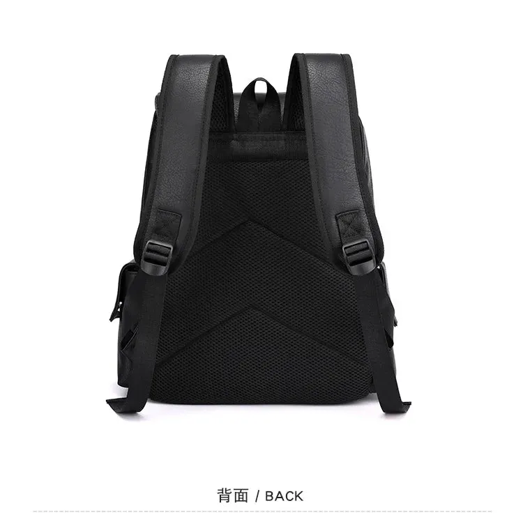 Leather Shoulder Backpack Waterproof Men Retro Large Capacity Casual Business Laptop Bags for Students Schoolbag Travel Fashion