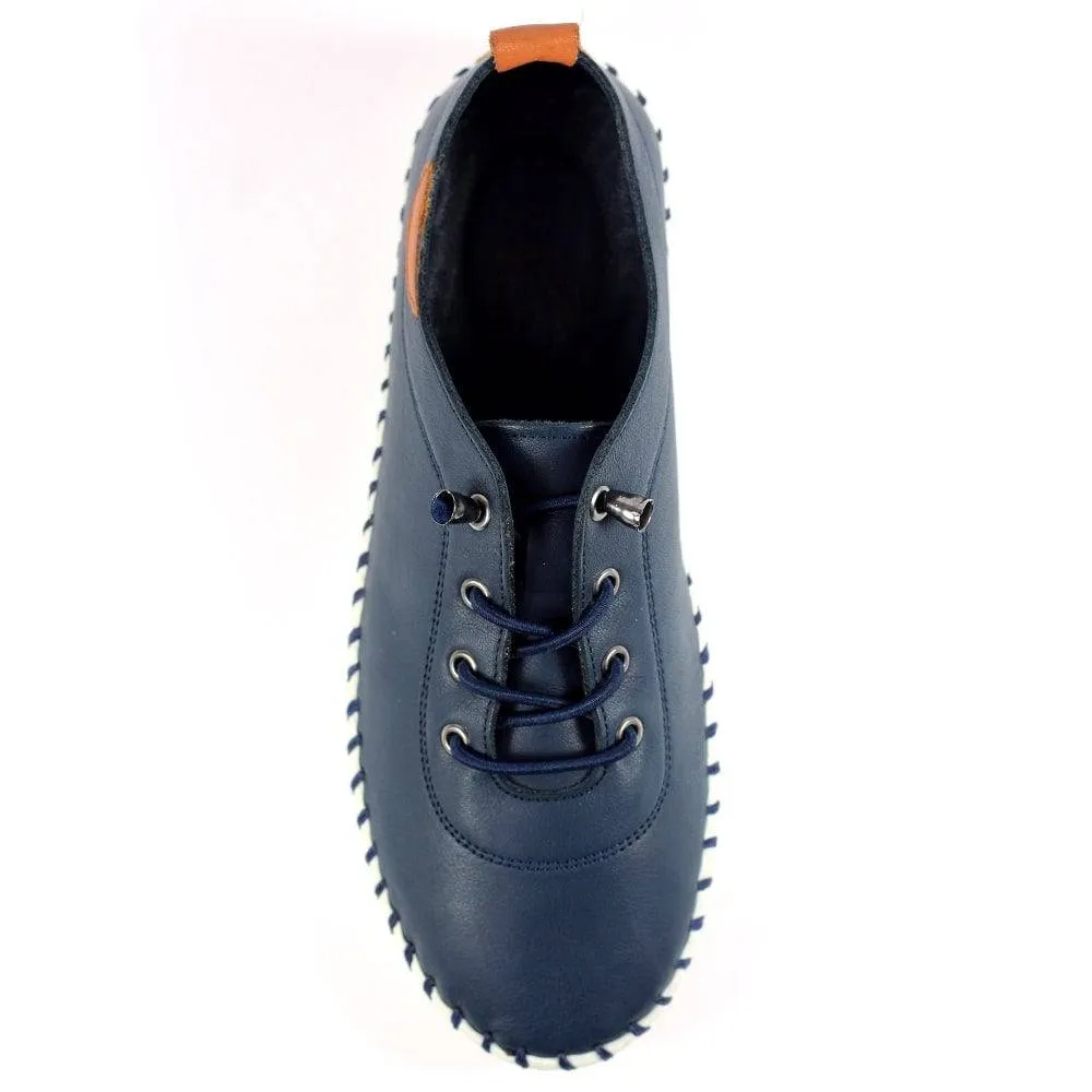 Lunar Shoes St Ives Leather Mock Lace Up Plimsoll