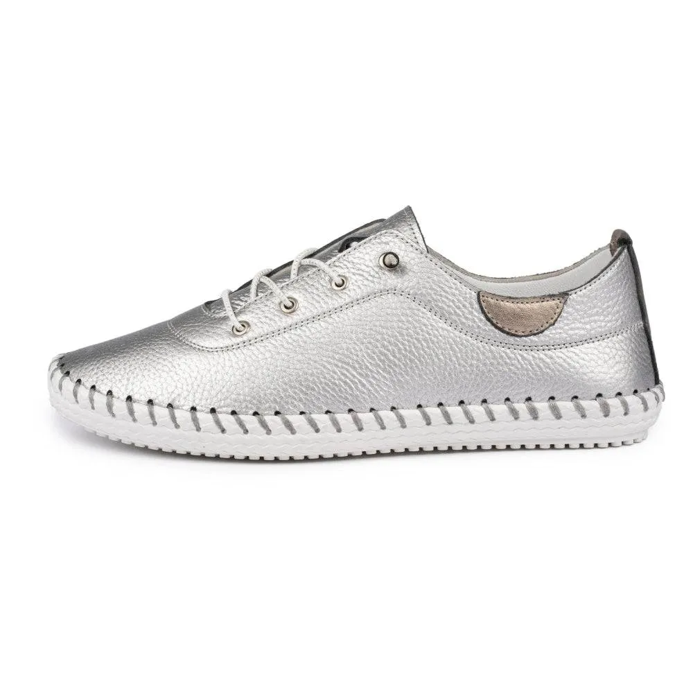 Lunar Shoes St Ives Leather Mock Lace Up Plimsoll