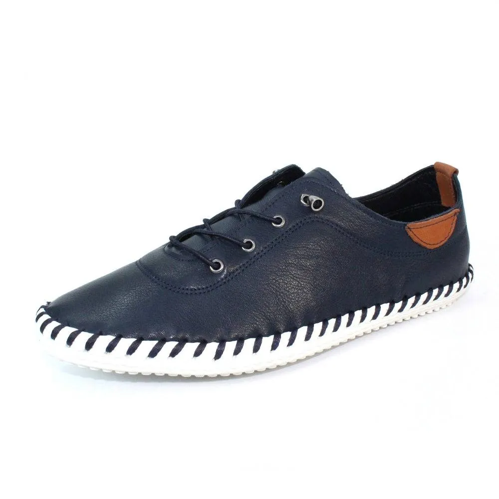 Lunar Shoes St Ives Leather Mock Lace Up Plimsoll