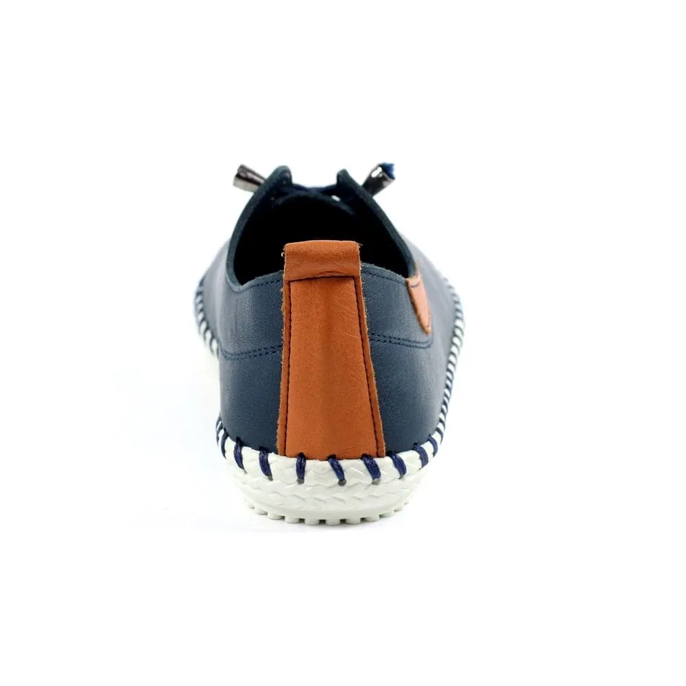 Lunar Shoes St Ives Leather Mock Lace Up Plimsoll