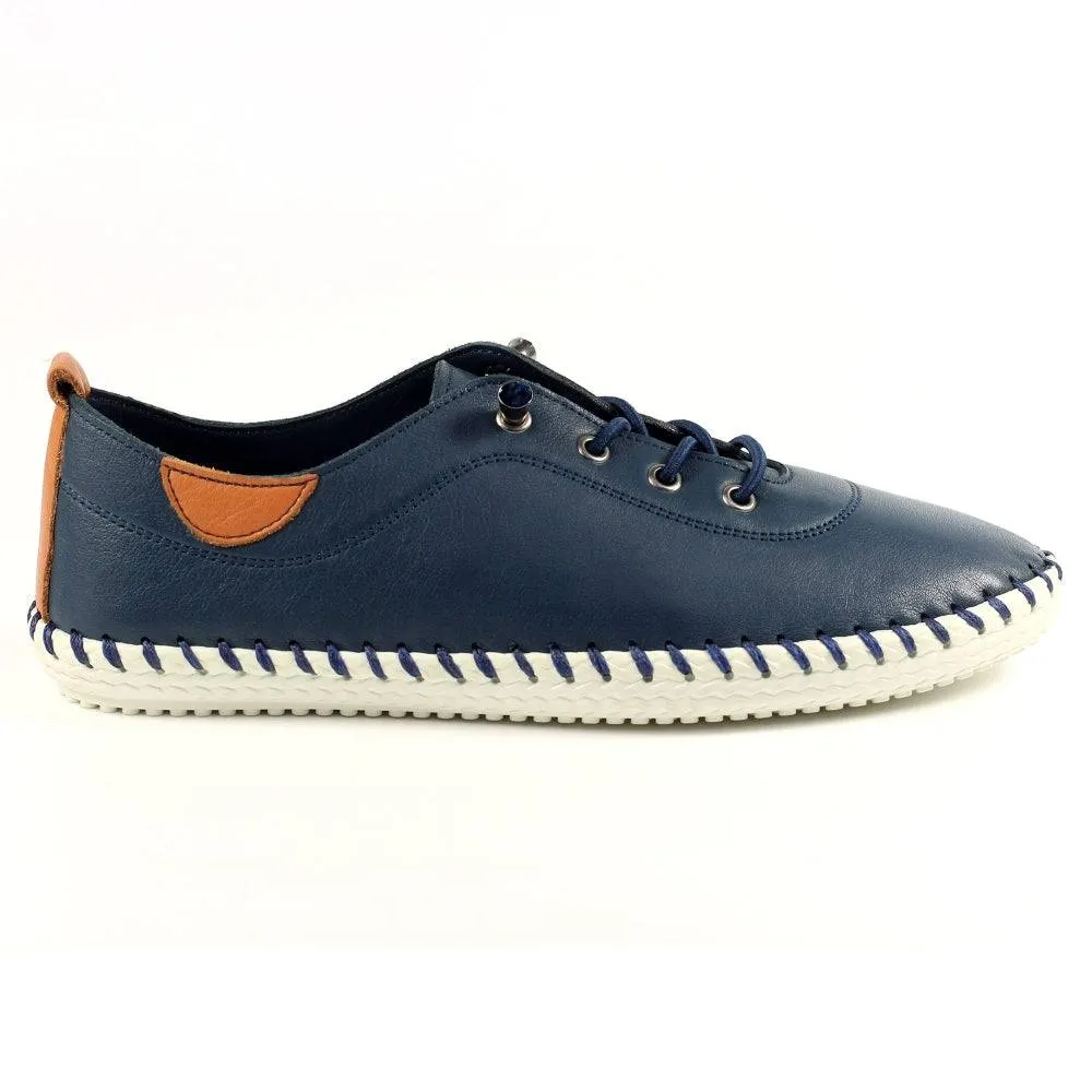 Lunar Shoes St Ives Leather Mock Lace Up Plimsoll