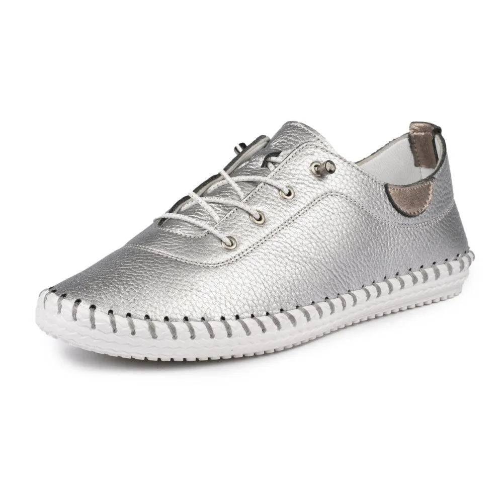Lunar Shoes St Ives Leather Mock Lace Up Plimsoll