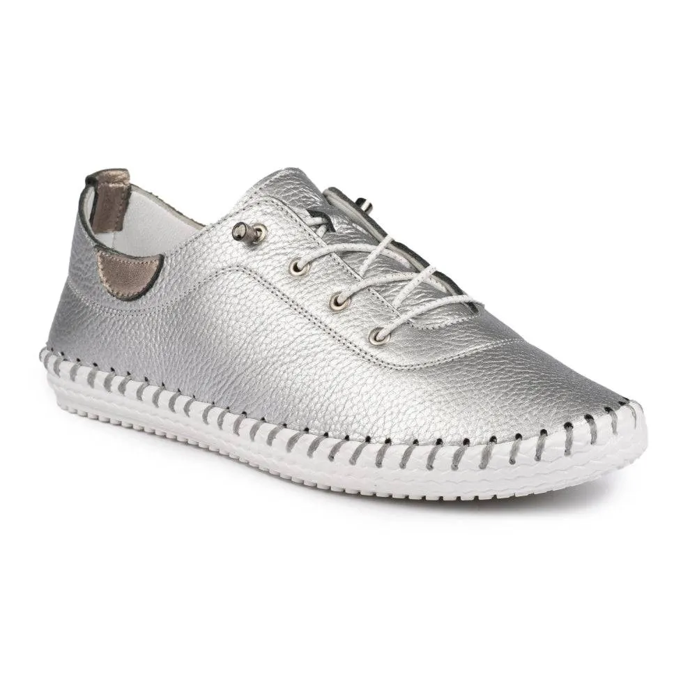 Lunar Shoes St Ives Leather Mock Lace Up Plimsoll