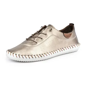Lunar Shoes St Ives Leather Mock Lace Up Plimsoll