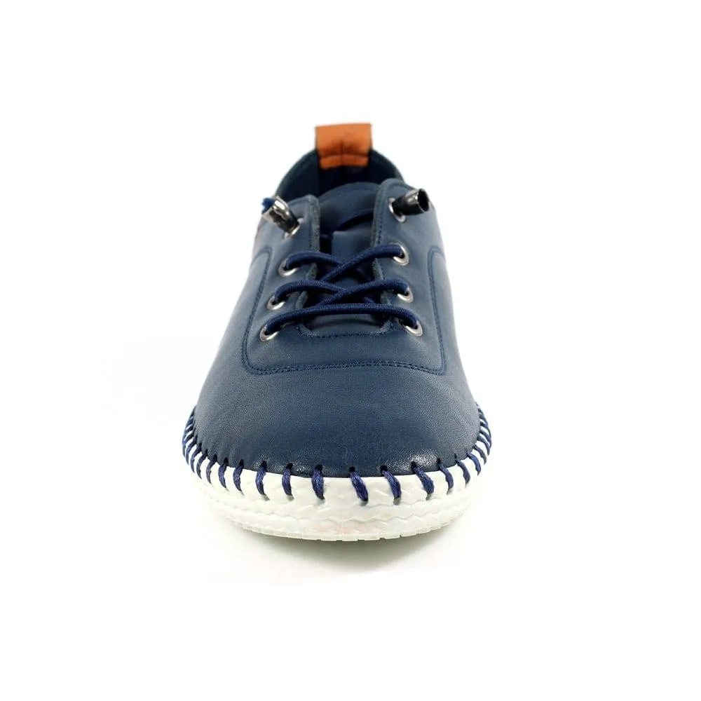 Lunar Shoes St Ives Leather Mock Lace Up Plimsoll