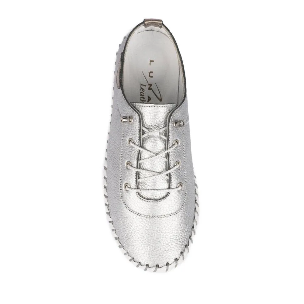 Lunar Shoes St Ives Leather Mock Lace Up Plimsoll