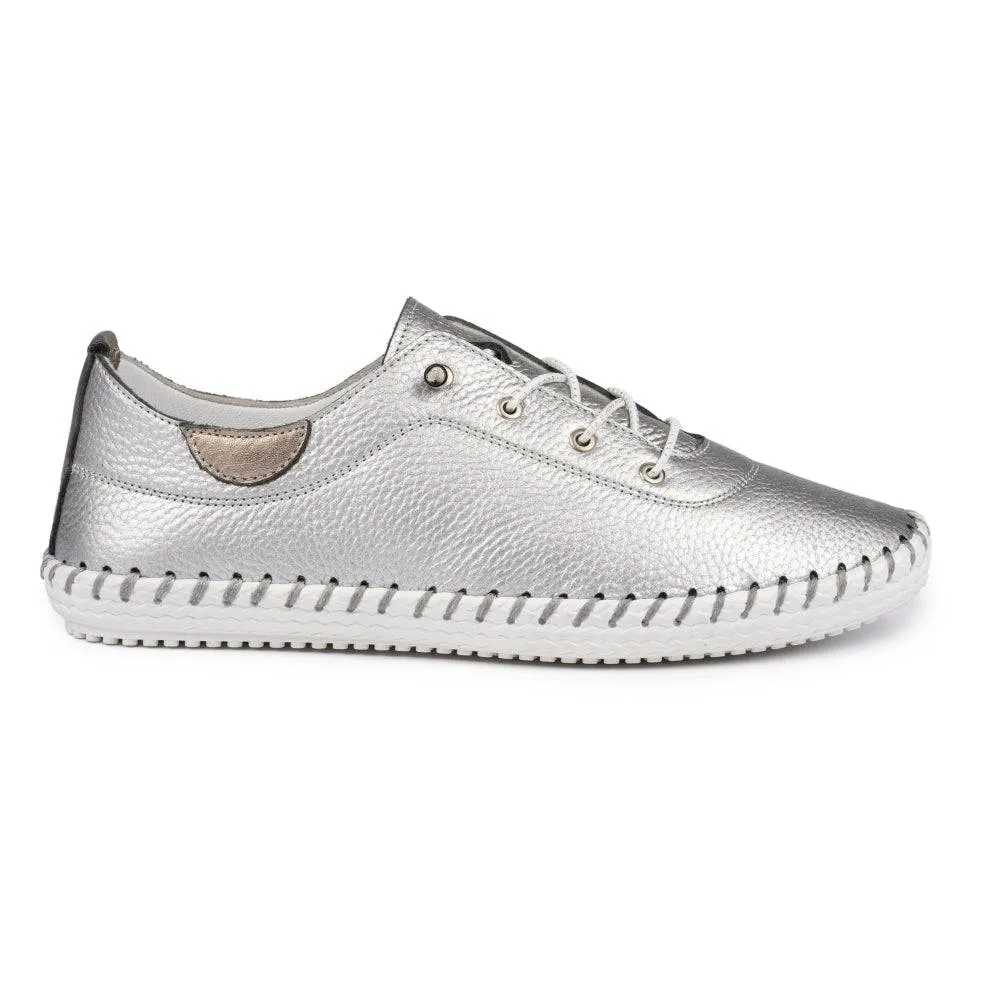Lunar Shoes St Ives Leather Mock Lace Up Plimsoll