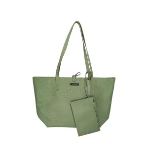 MANDAVA Women's/Ladies Top Handle PU Leather Tote Bag, Handbag with Detachable Cosmetic Pouch (Terrain Green)