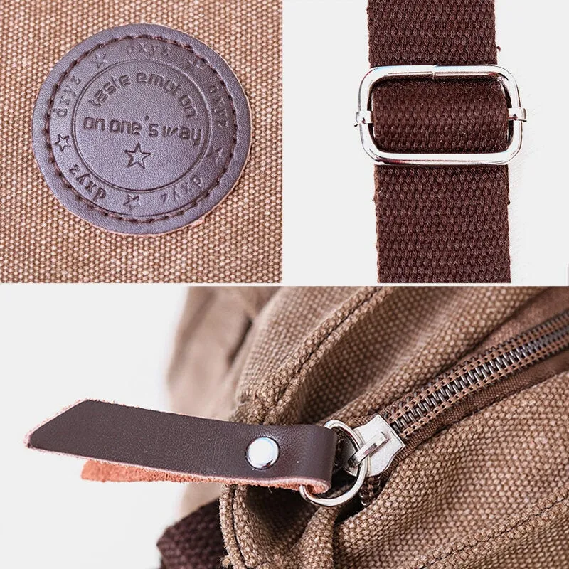 Men Canvas Large Capacity Crossbody Bags Multi-pocket Anti-theft Horizontal Shoulder Bag