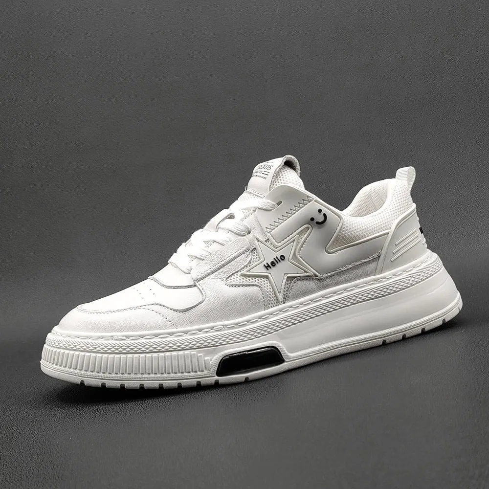 Men Casual Patchwork Leather Sneaker Shoes