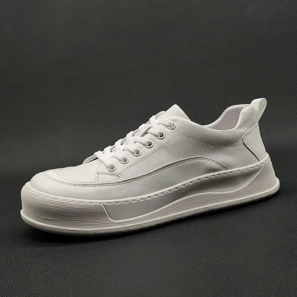 Men Cowhide Casual Lace-Up Sneaker Shoes
