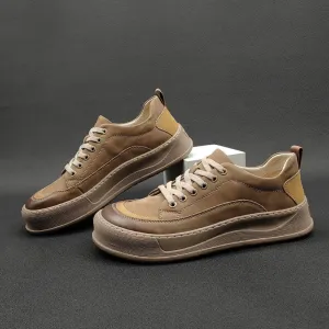 Men Cowhide Casual Lace-Up Sneaker Shoes
