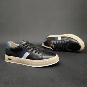 Men Fashion Casual Leather Flat Court Sneakers