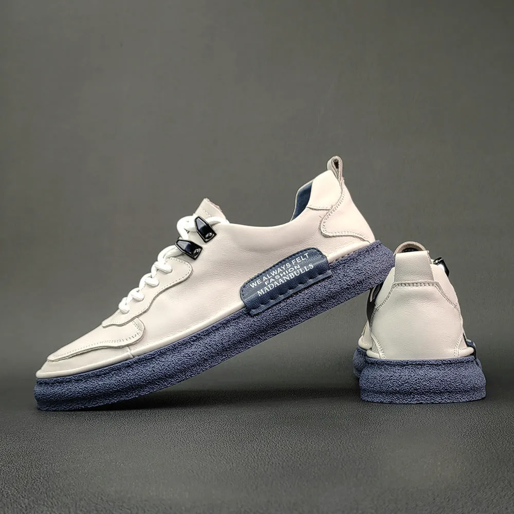 Men Fashion Leather Flat Casual Sneakers