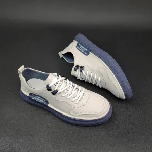 Men Fashion Leather Flat Casual Sneakers