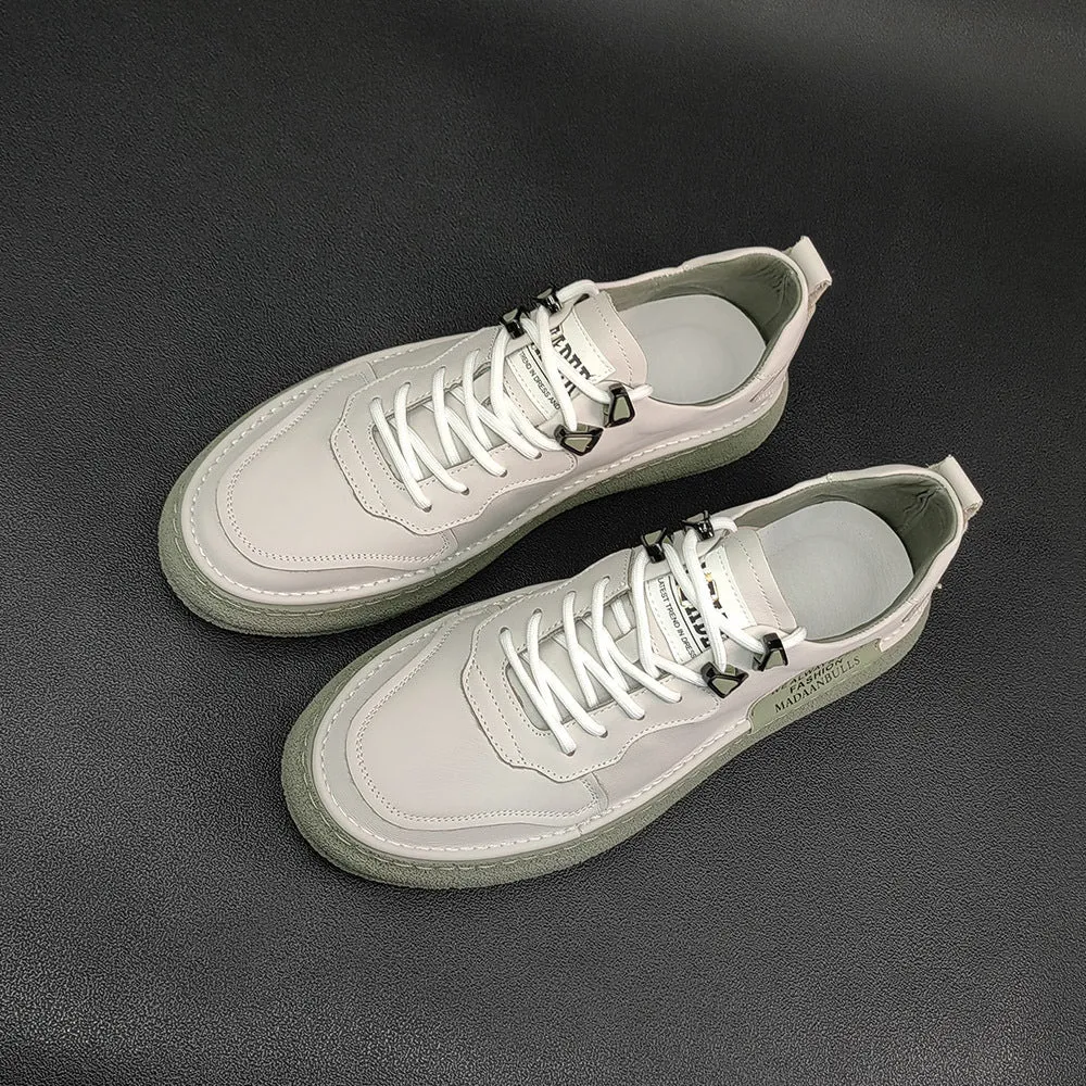 Men Fashion Leather Flat Casual Sneakers