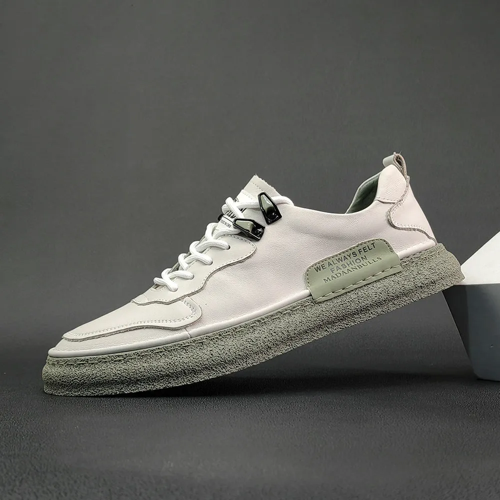 Men Fashion Leather Flat Casual Sneakers