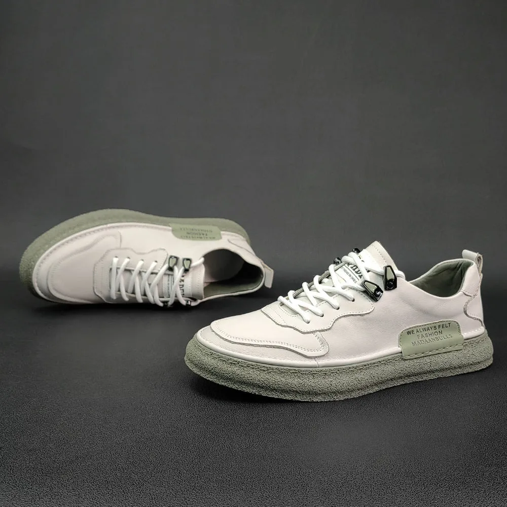 Men Fashion Leather Flat Casual Sneakers