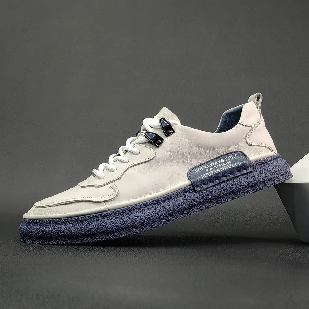 Men Fashion Leather Flat Casual Sneakers