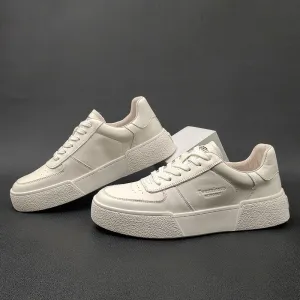 Men Fashion Minimalist Solid Leather Flat Casual Shoes