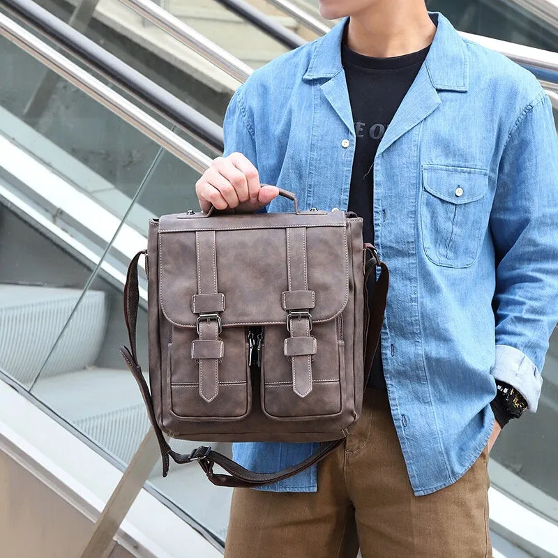 Men Faux Leather Retro Multi-pocket Multifunction Crossbody Bag Shoulder Travel
