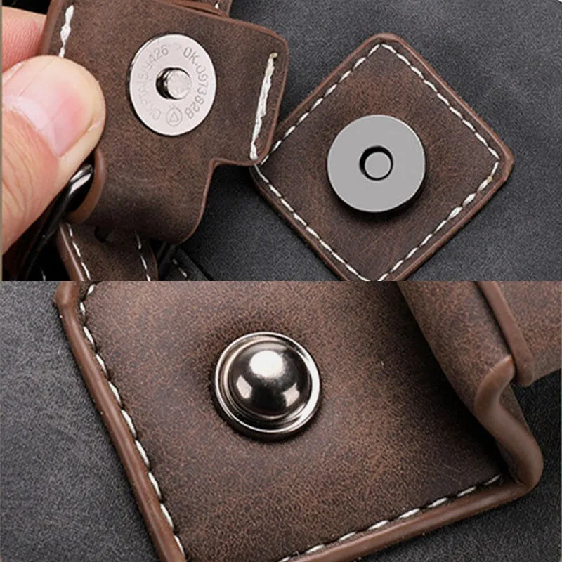 Men Faux Leather Retro Multi-pocket Multifunction Crossbody Bag Shoulder Travel