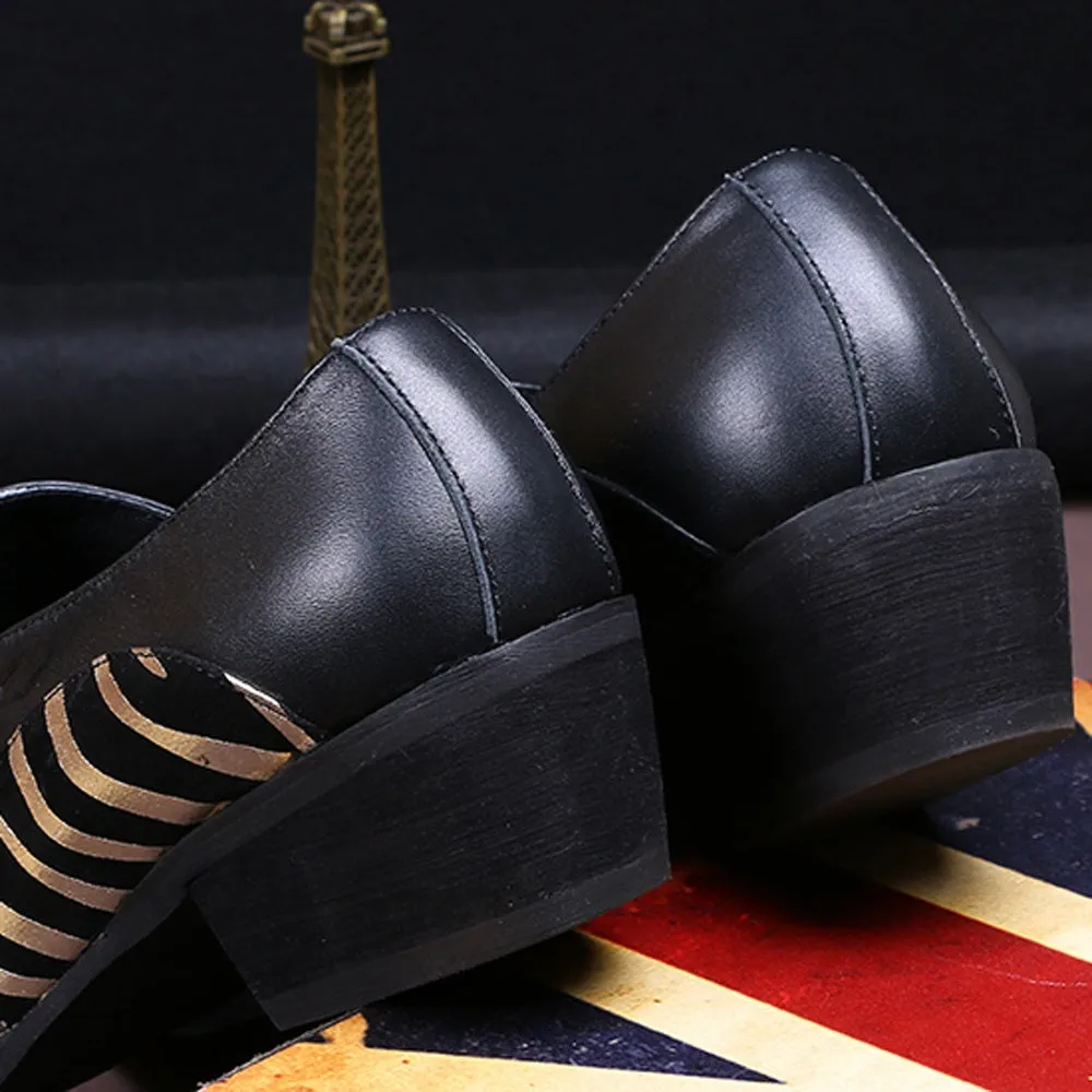 Men Pointed Two Tones Low Heel Oxford Shoes