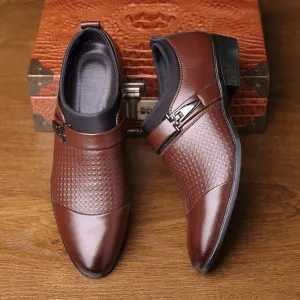 Men's Dress Shoes Leather Casual Oxford Shoes Brogue Business Formal Shoes