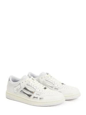 Metallic Skel Top Low Sneakers (White/Silver)
