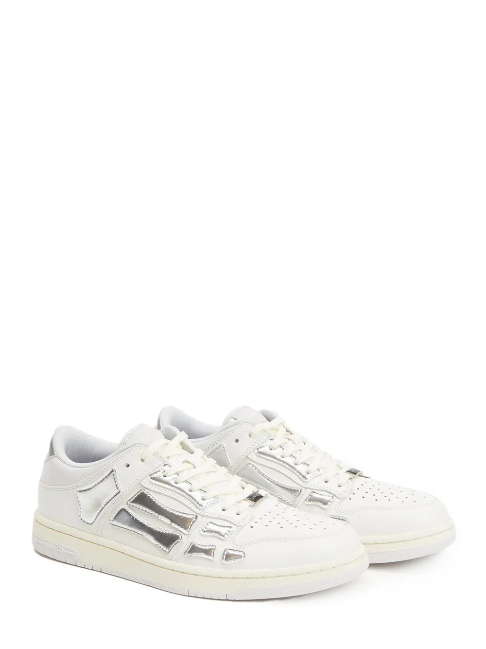 Metallic Skel Top Low Sneakers (White/Silver)