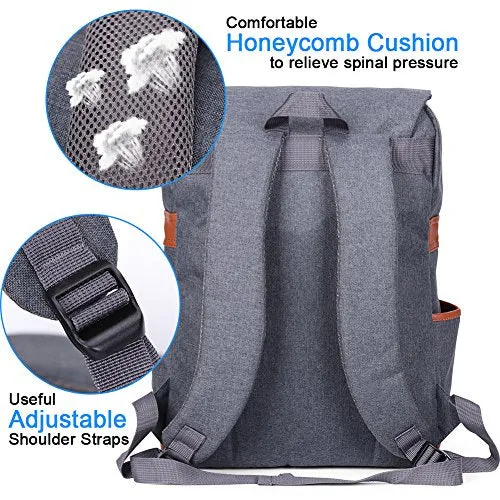 Modoker Vintage Laptop Backpack With Usb Charging Port Lightweight School College Bag Bookbag