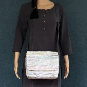 Multicolored Shimmery Upcycled Handwoven Messenger Bag (MB1224-022) PS_W