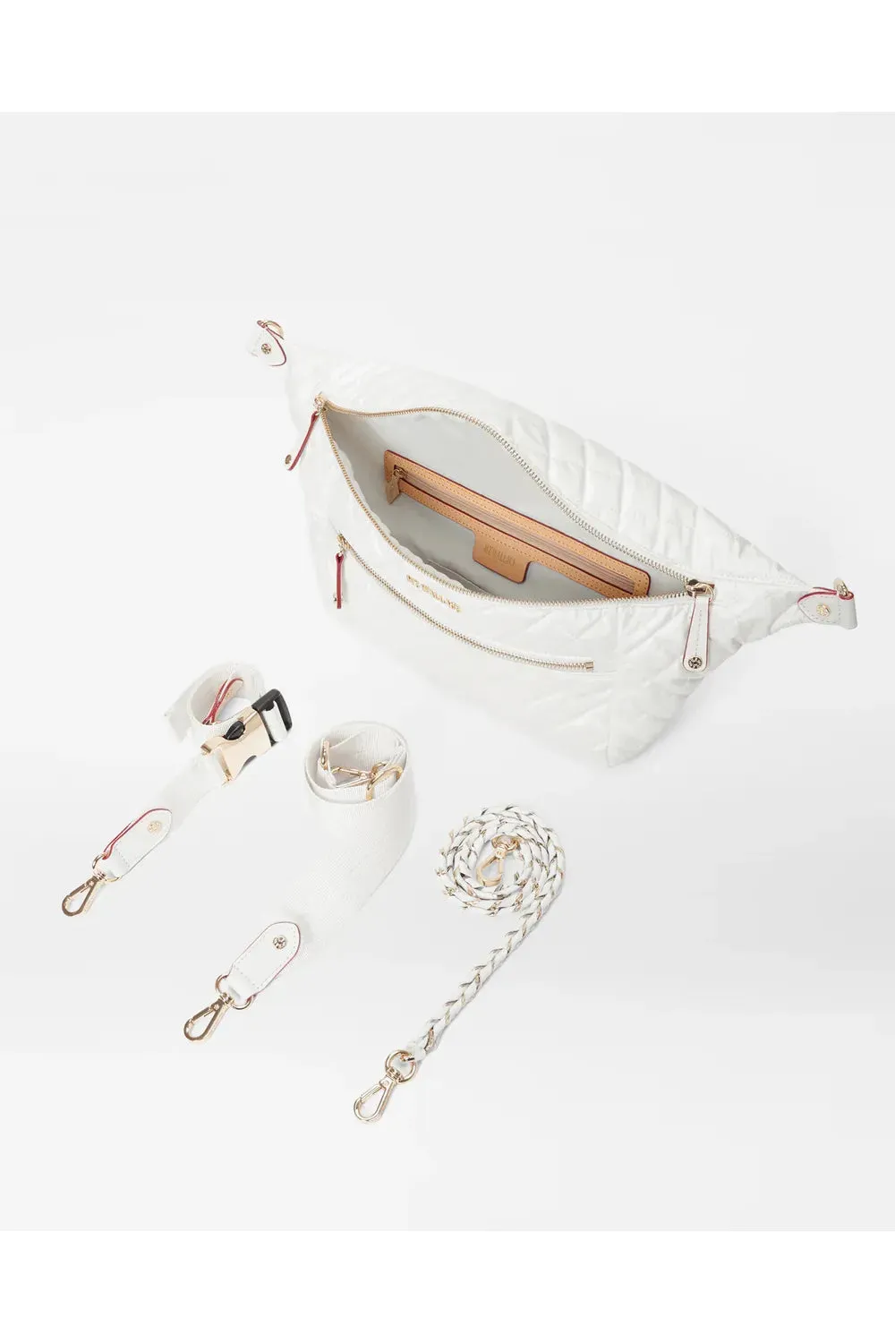 MZ Wallace Crosby Crossbody Sling Bag 1267C1602 | Pearl Metallic
