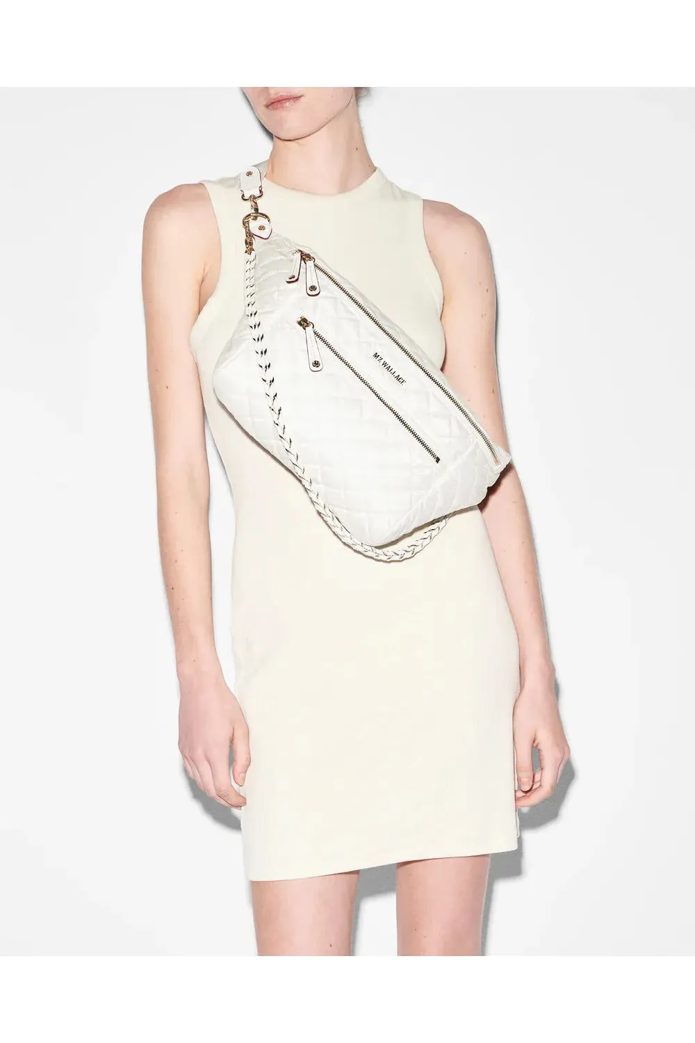 MZ Wallace Crosby Crossbody Sling Bag 1267C1602 | Pearl Metallic