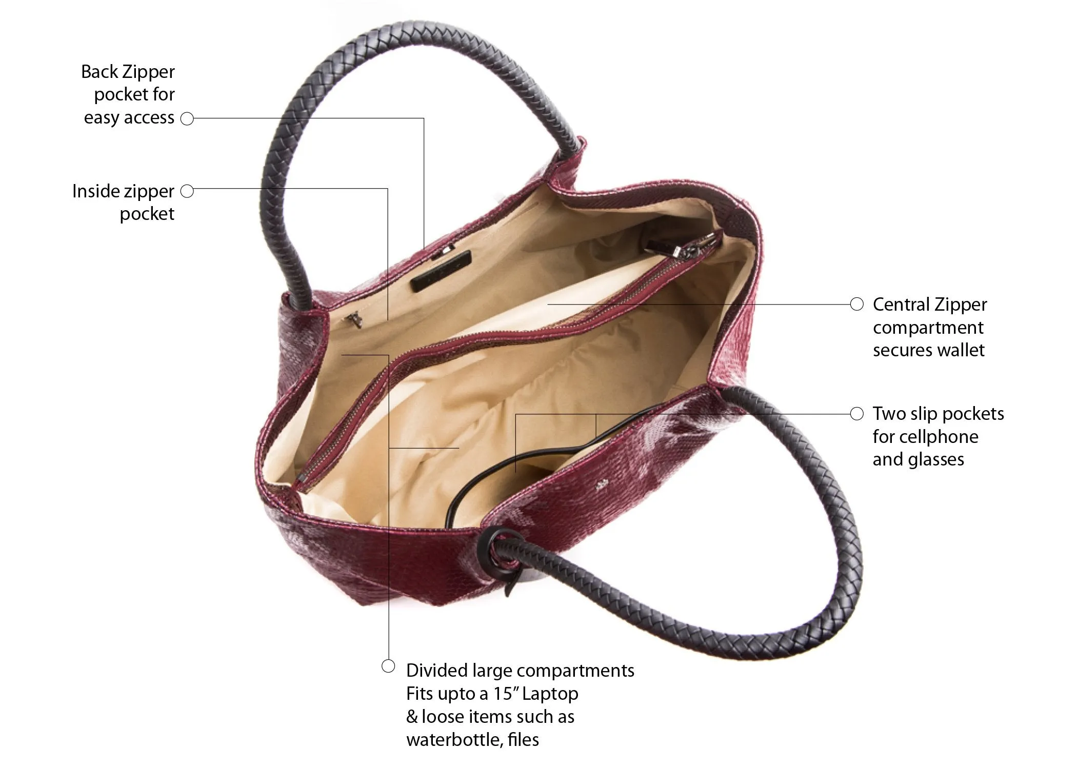 Naomi - Cherry Vegan Leather Tote Bag