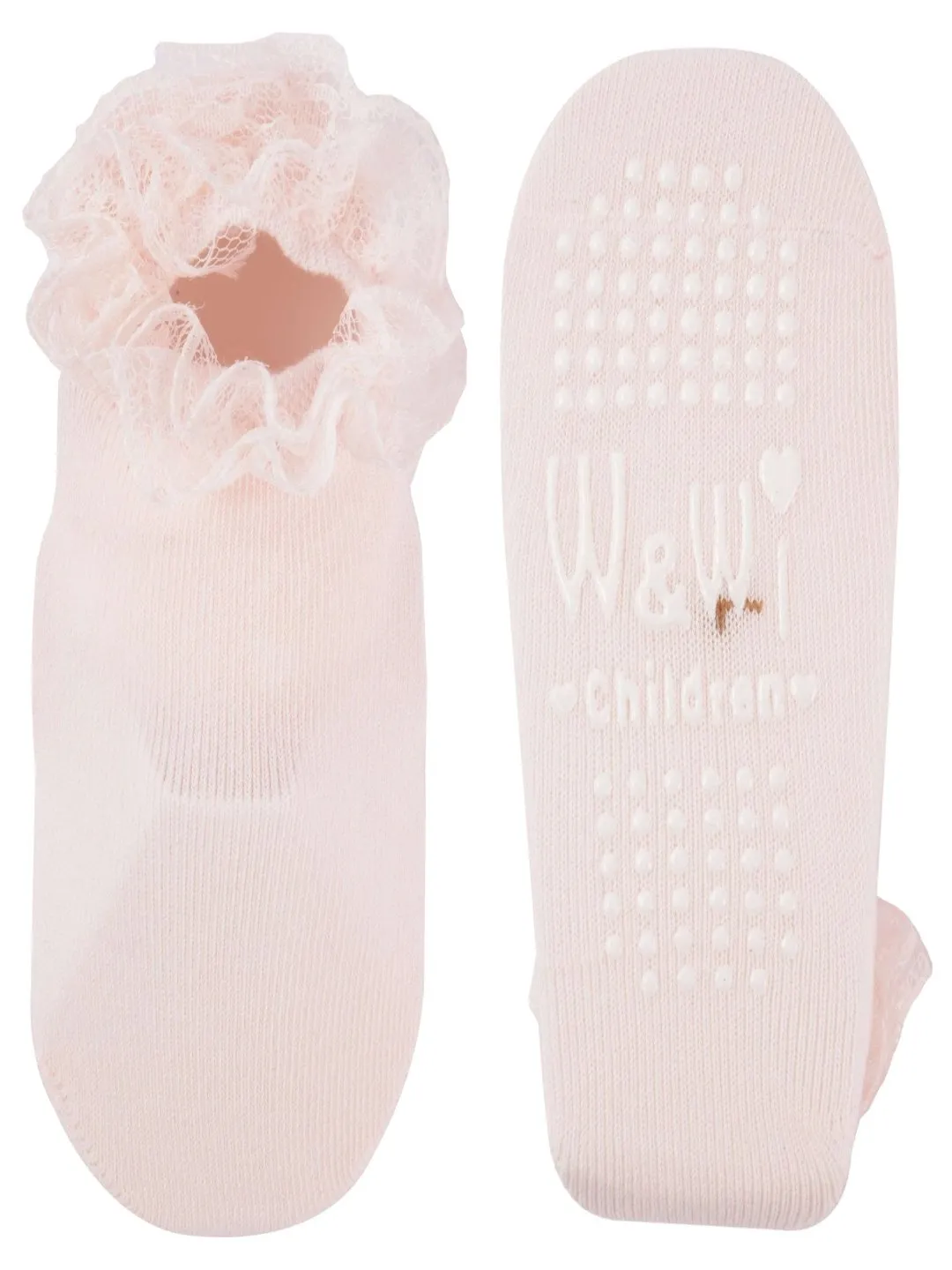 Petite Elegance Lace Frill Socks in Peach