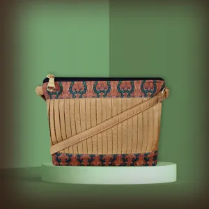 Pleated Beige Sling Bag