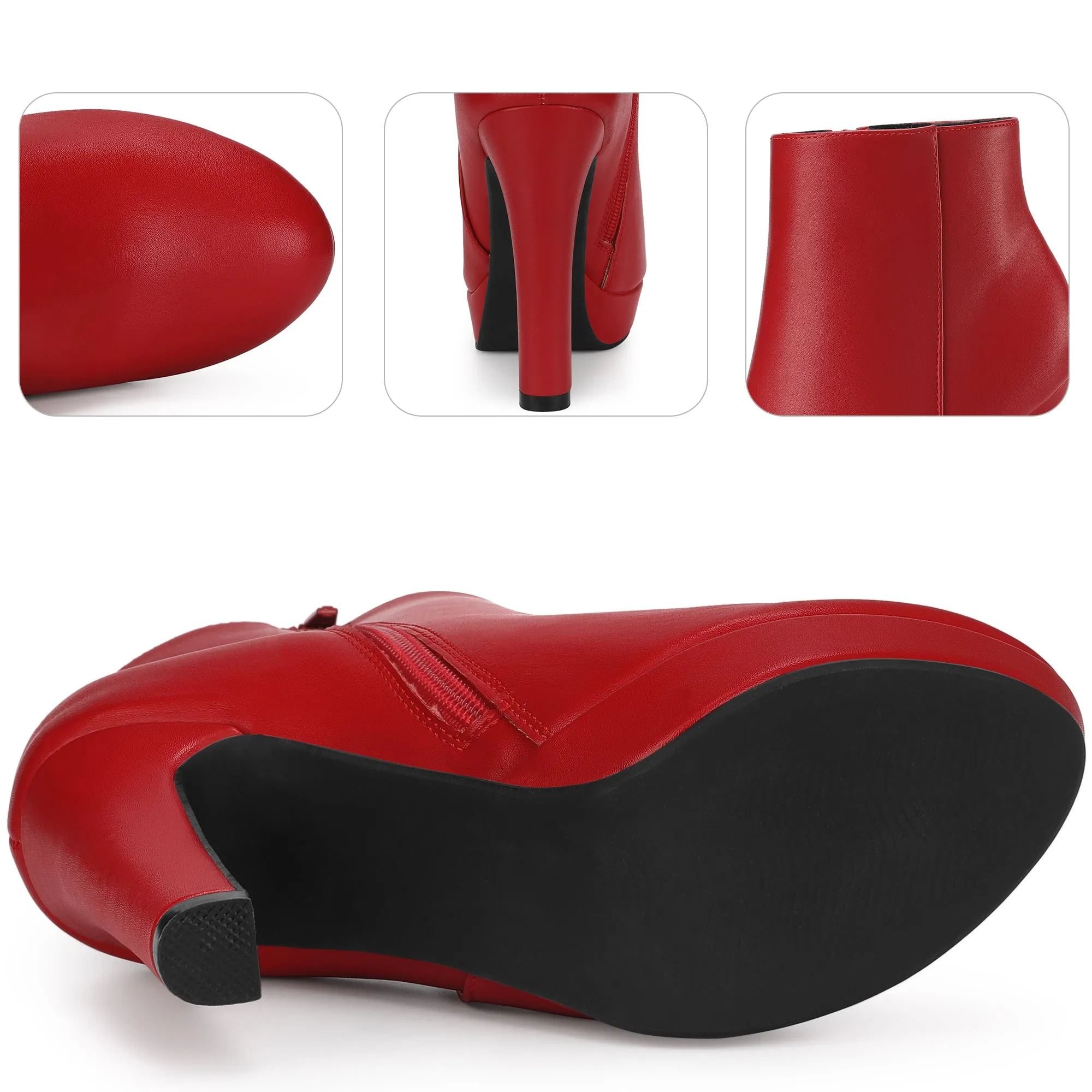 Pointed Toe Platform Chunky Heel Ankle Boots for Women