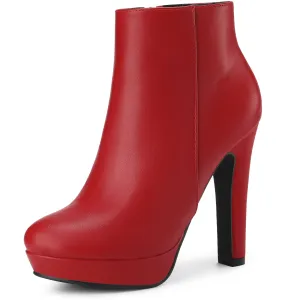 Pointed Toe Platform Chunky Heel Ankle Boots for Women