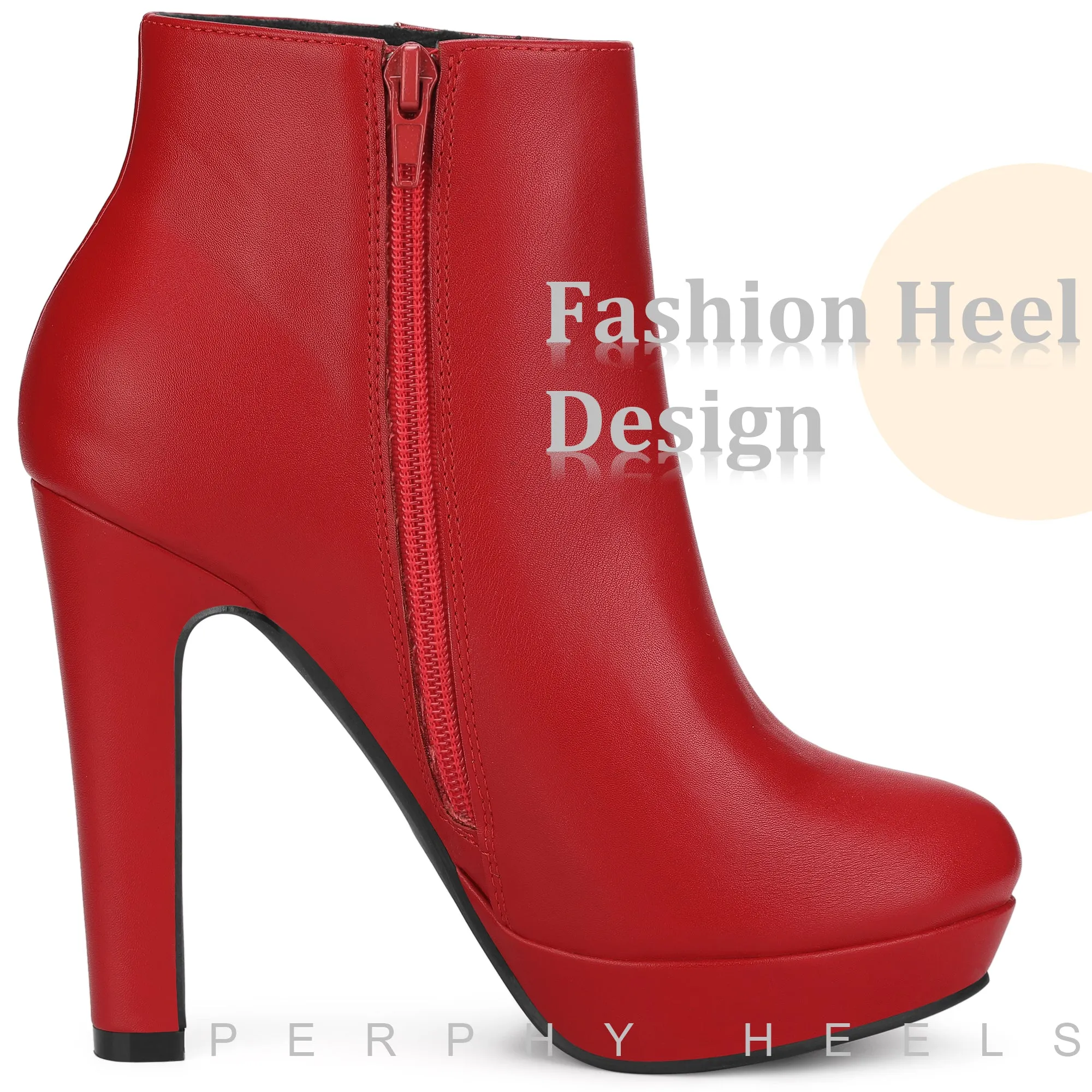 Pointed Toe Platform Chunky Heel Ankle Boots for Women