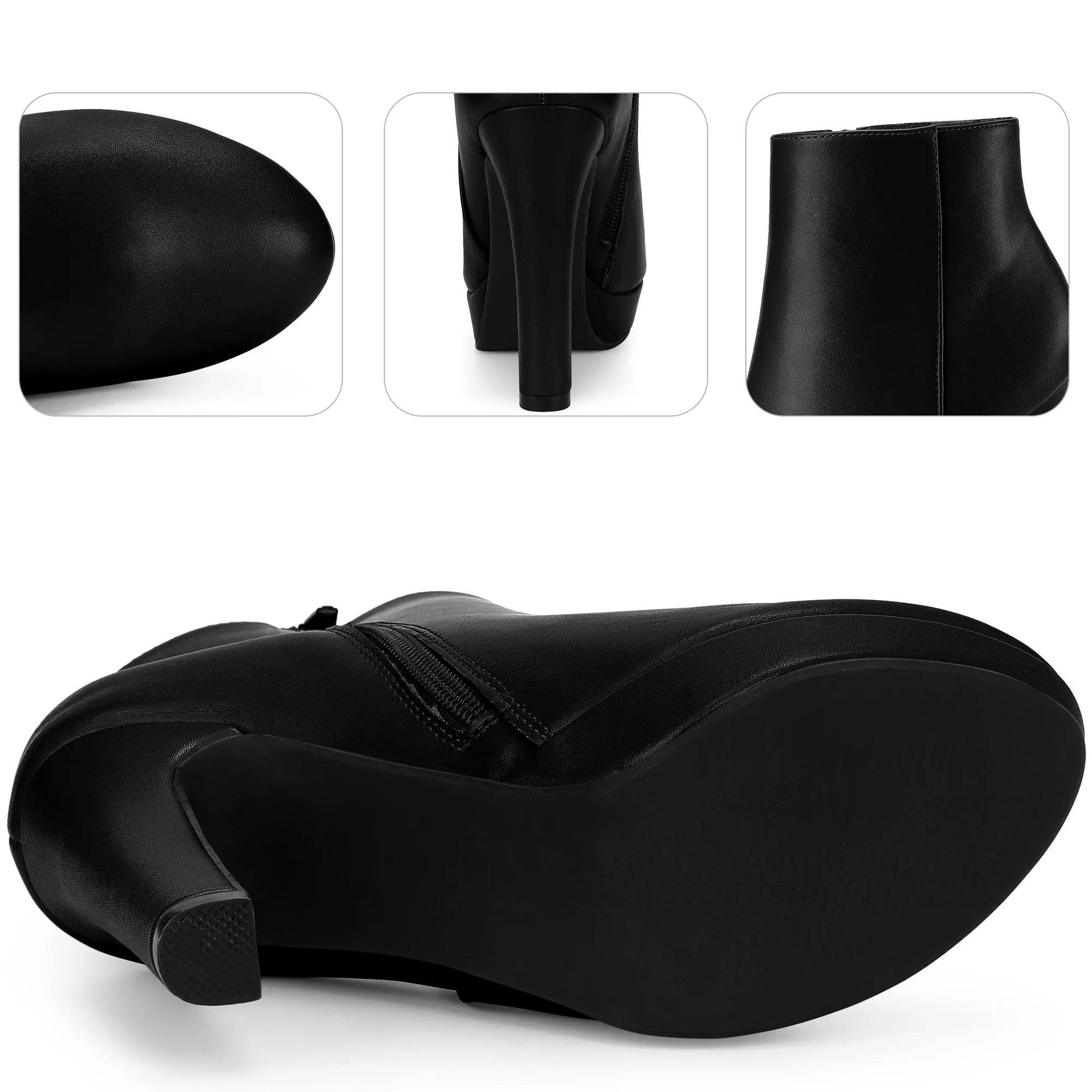 Pointed Toe Platform Chunky Heel Ankle Boots for Women