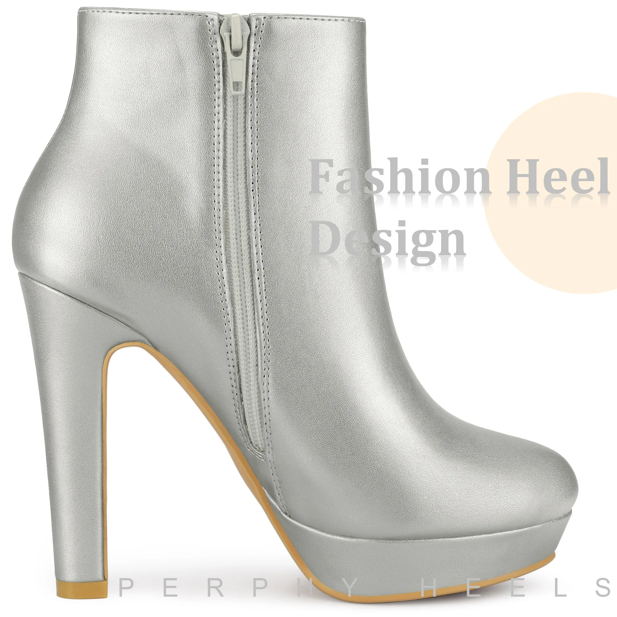 Pointed Toe Platform Chunky Heel Ankle Boots for Women